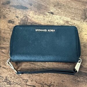 Michael Kors Black Wristlet with Gold Details